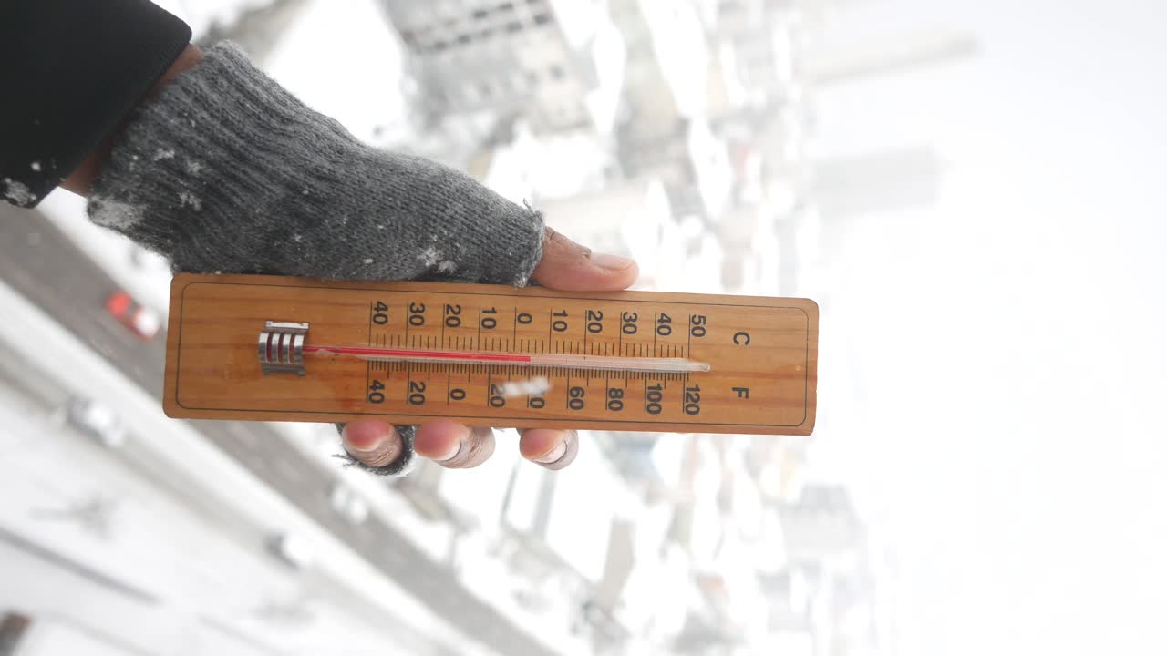 Thermometer in Snowy Weather