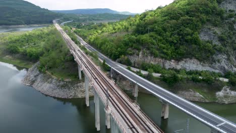 bridges crossing the tsonevo reservoir in valley of luda kamchia river