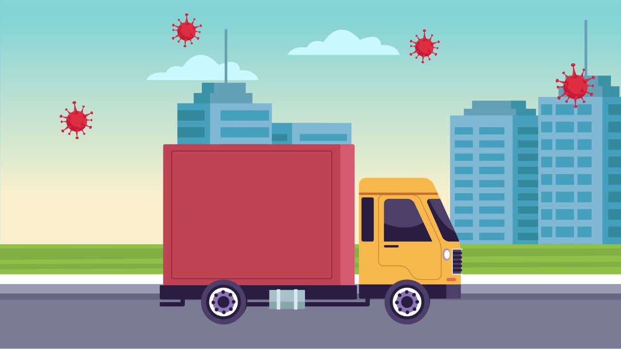 트럭 애니메이션에서 배달 서비스