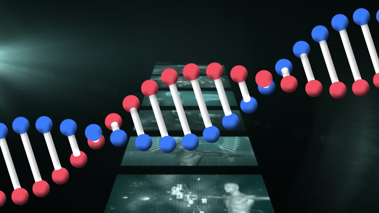 Animation of dna strand over data processing