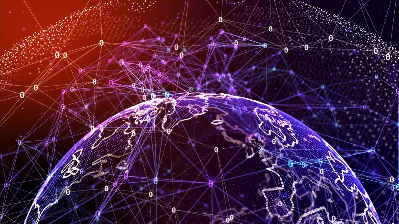 el globo terrestre girando el plexo movimiento de fondo bucle sin costuras animación 4k con alfa.