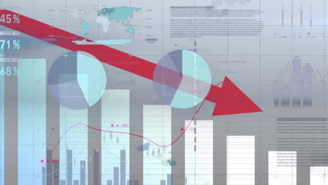 animación del procesamiento de datos digitales y las estadísticas sobre un fondo gris