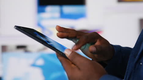 young black user staying connected online on social network platforms