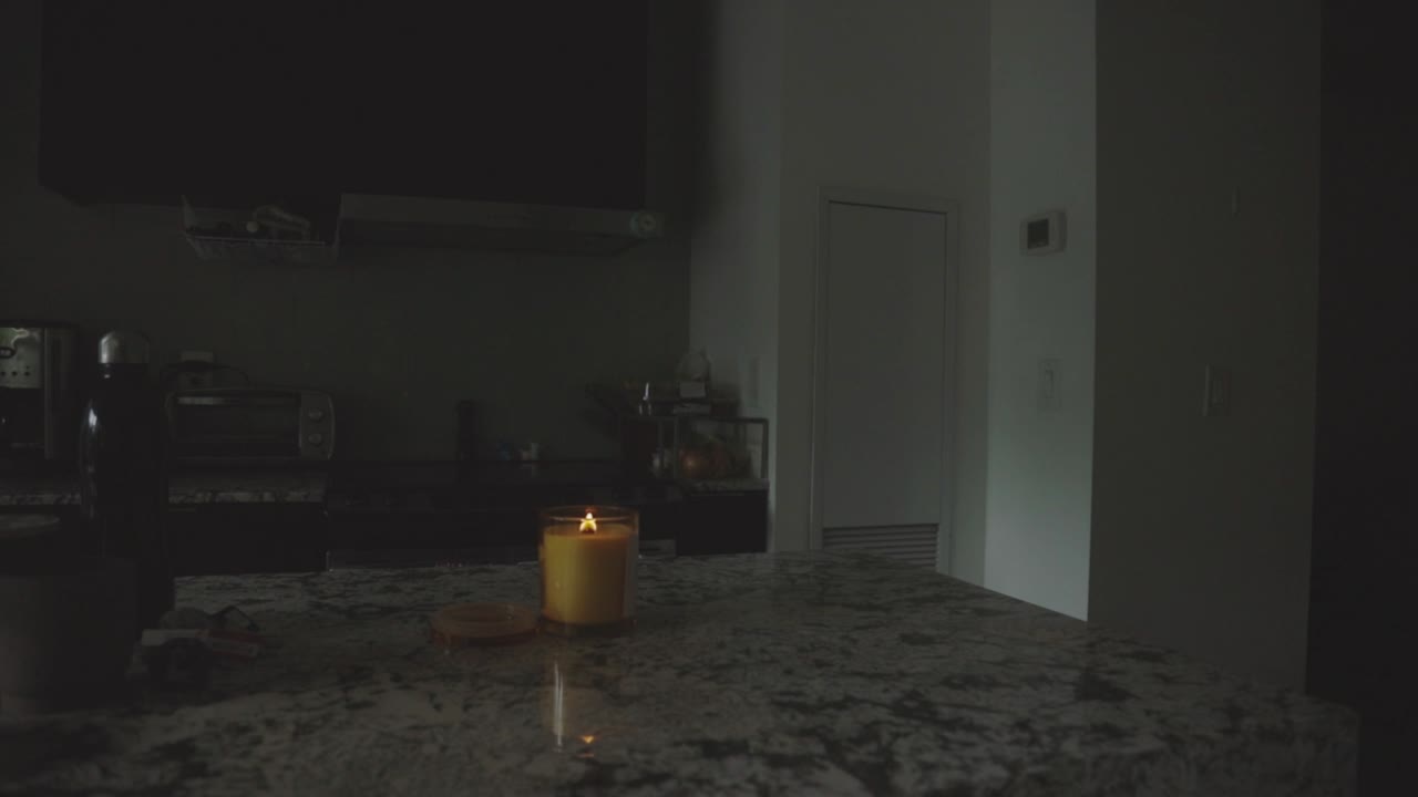 Candle On A Kitchen Counter - static shot