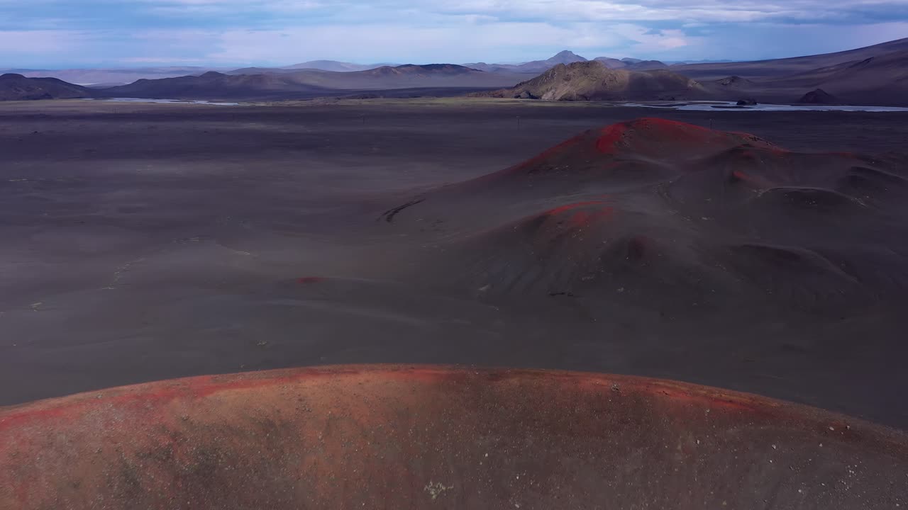 Icelandic Volcanic Landscape with Red Cinder Cones