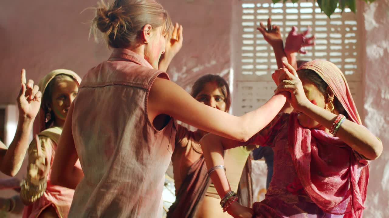 Rajasthan people celebrating the festival of colors Holi in India