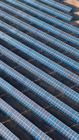 aerial view of solar power station panels. landscape electrical power ecology innovation nature environment. vertical video