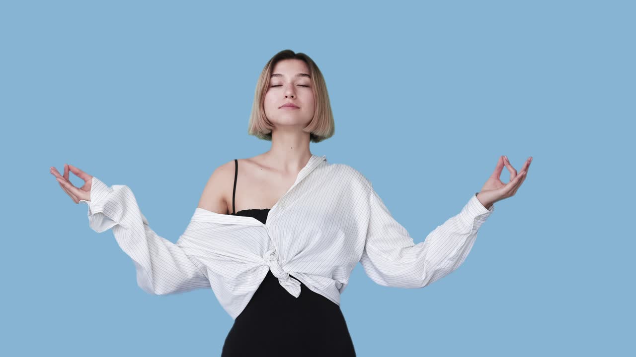 요가, 명상, 내면의 평화, 편안한 소녀, gif 루프