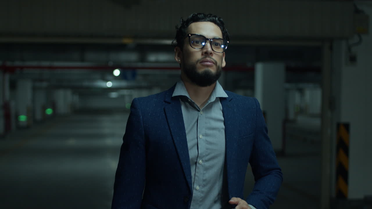 Stressed Businessman in a Parking Garage