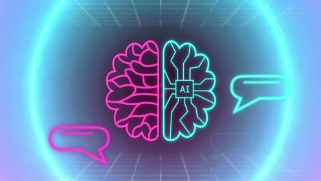 animación de un chat y procesamiento de datos en todo el mundo sobre fondo púrpura