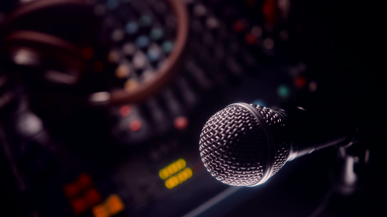 primer plano del equipo de audio en un estudio de grabación de sonido