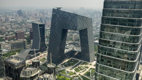 timelapse of the beijing city skyline from a high vantage point