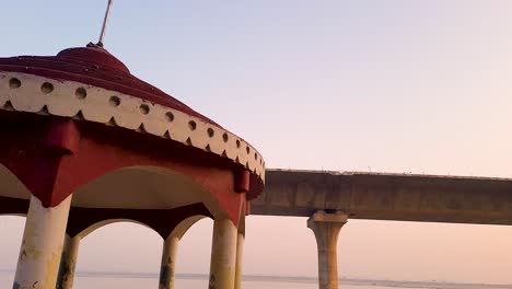 flyover at ganges river shore at morning from flat angle video is taken kali ghat patna bihar india on apr 15 2022