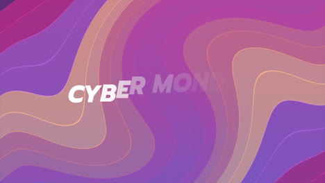 cyber monday text with waves pattern on colorful gradient