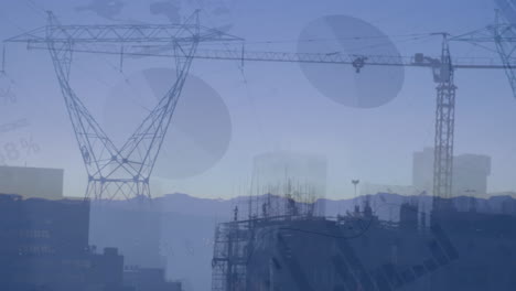 animación de estadísticas y procesamiento de datos sobre el paisaje urbano
