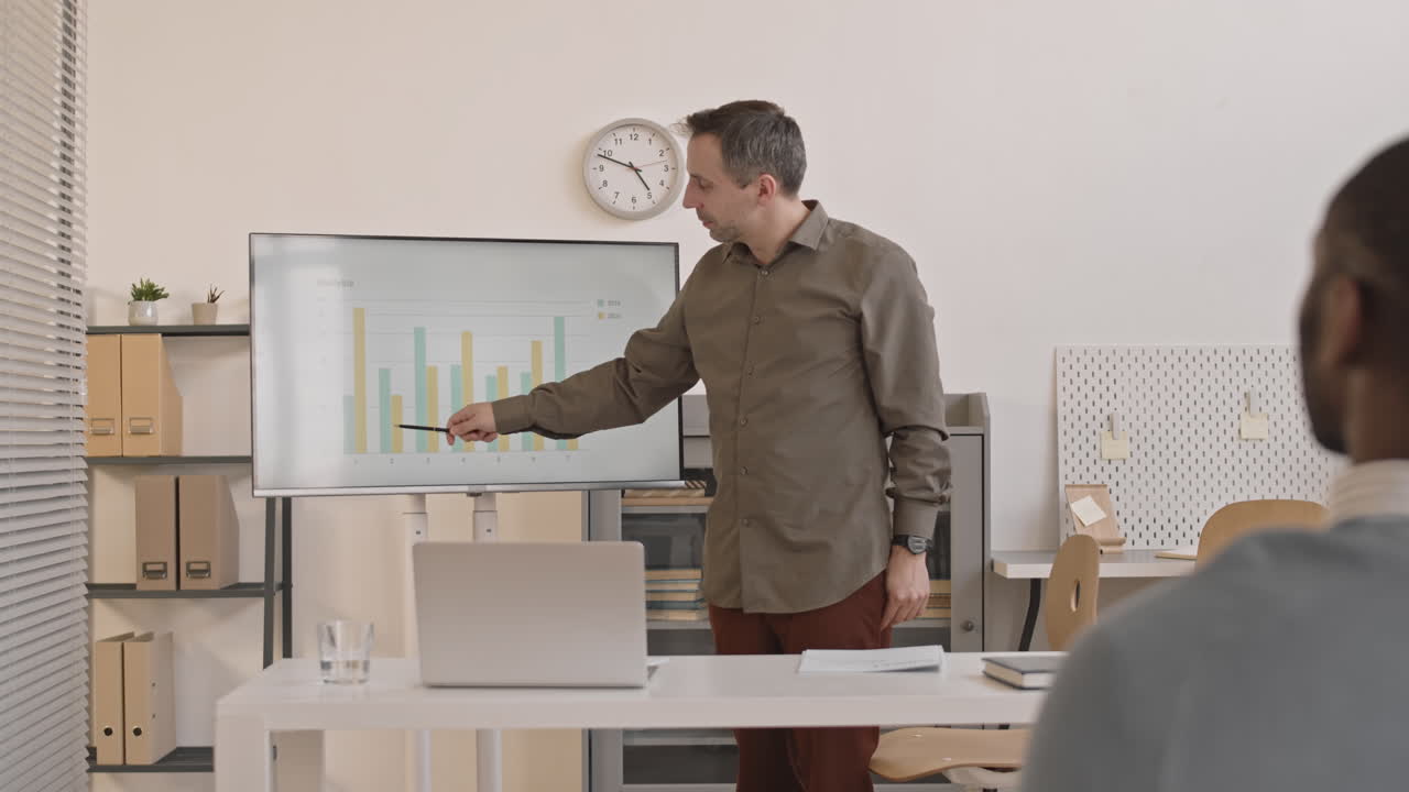 Office Worker Making Presentation of Performance