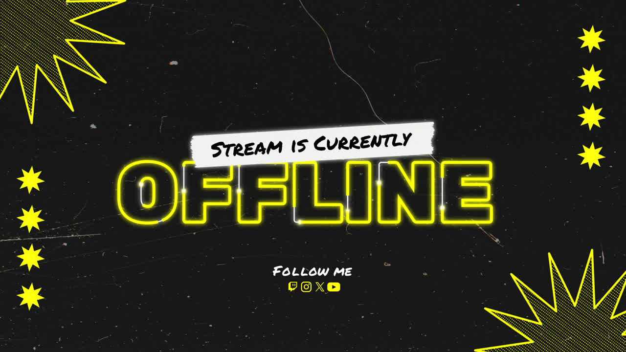 Twitch Offline Banner with Neon Yellow Text