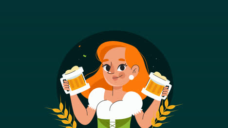 an animation of a flat instagram posts collection for oktoberfest beer festival celebration