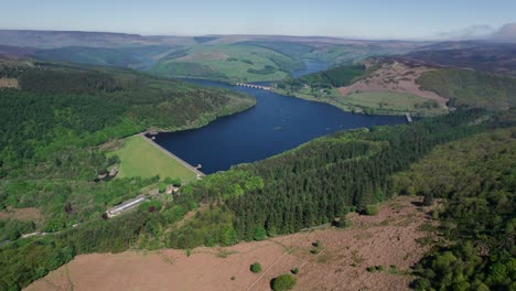 stunning aerial panorama over the peak district national park and ladybower and hope valley reservoirs