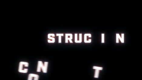 revelación de texto de 4k de la palabra "construcción" en un fondo negro