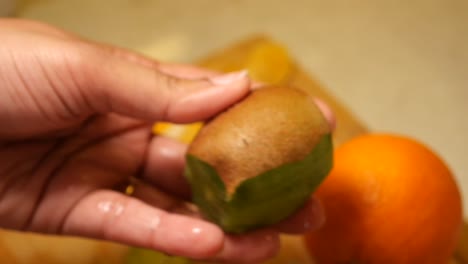 preparing kiwi and orange