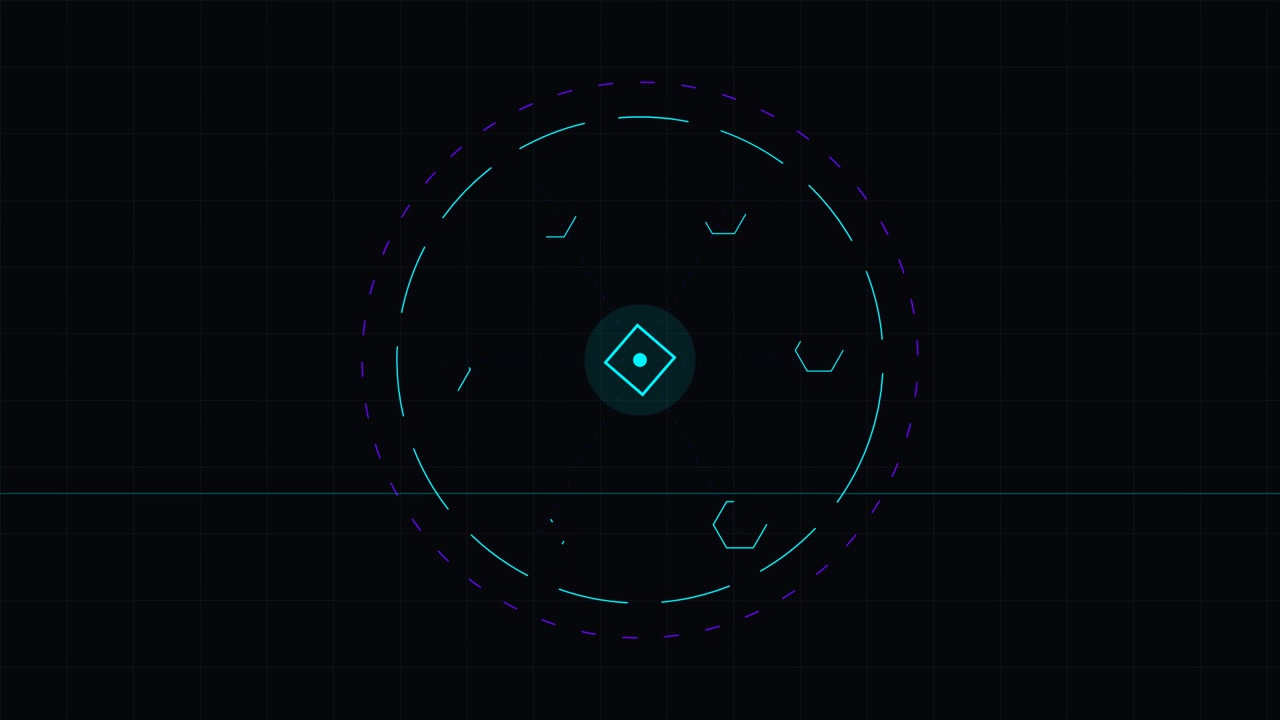 Futuristic Digital HUD Interface Rotating Circular Graphic