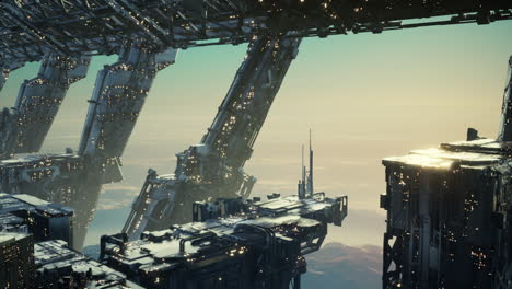 sky city with advanced architecture and futuristic technology