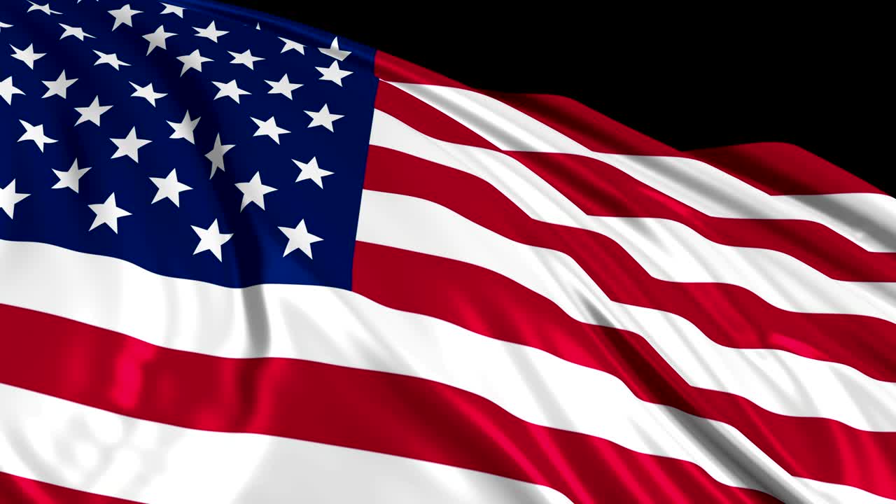 la bandera de estados unidos en cámara lenta. la bandera se desarrolla suavemente en el viento