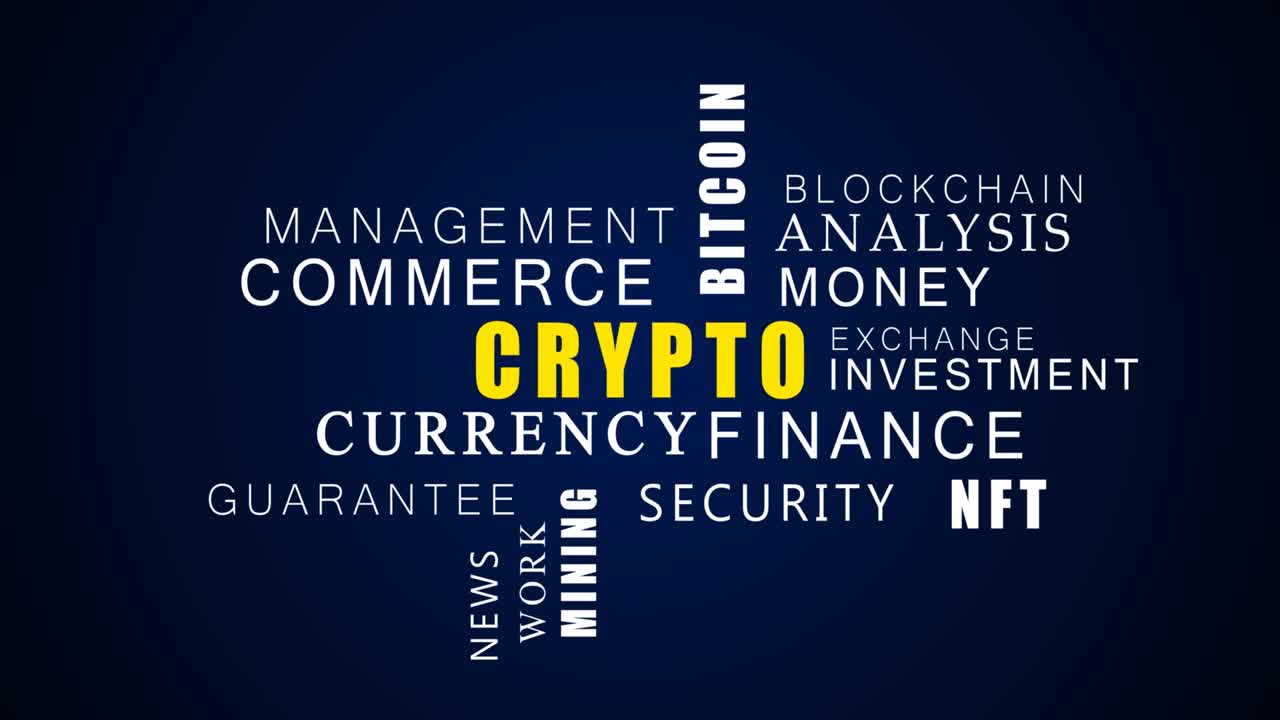 Crypto technology background. Intro. Typography backdrop.