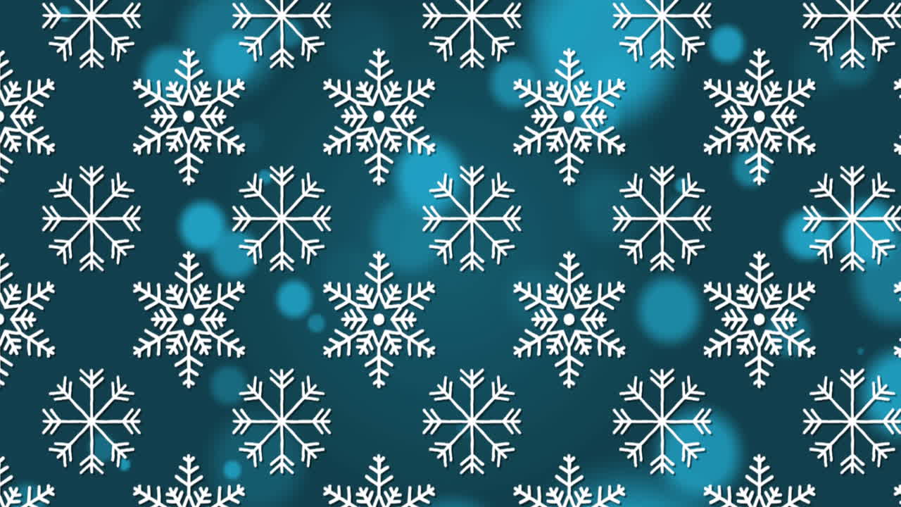 Multiple snowflakes icons in seamless pattern against spots of light on blue background