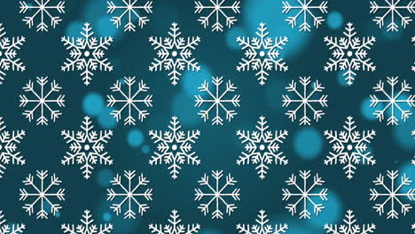 multiple snowflakes icons in seamless pattern against spots of light on blue background