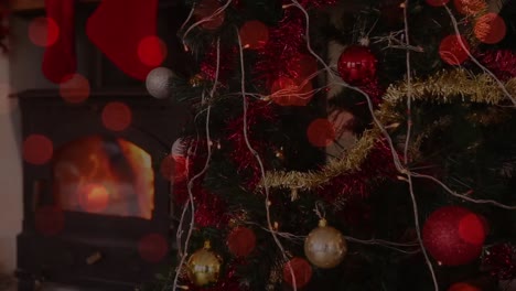 animación de luces de hadas de navidad parpadeantes decoraciones en el árbol de navidad