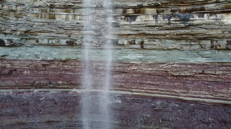 Aerial rotation view of a close-up of Devil’s Punchbowl