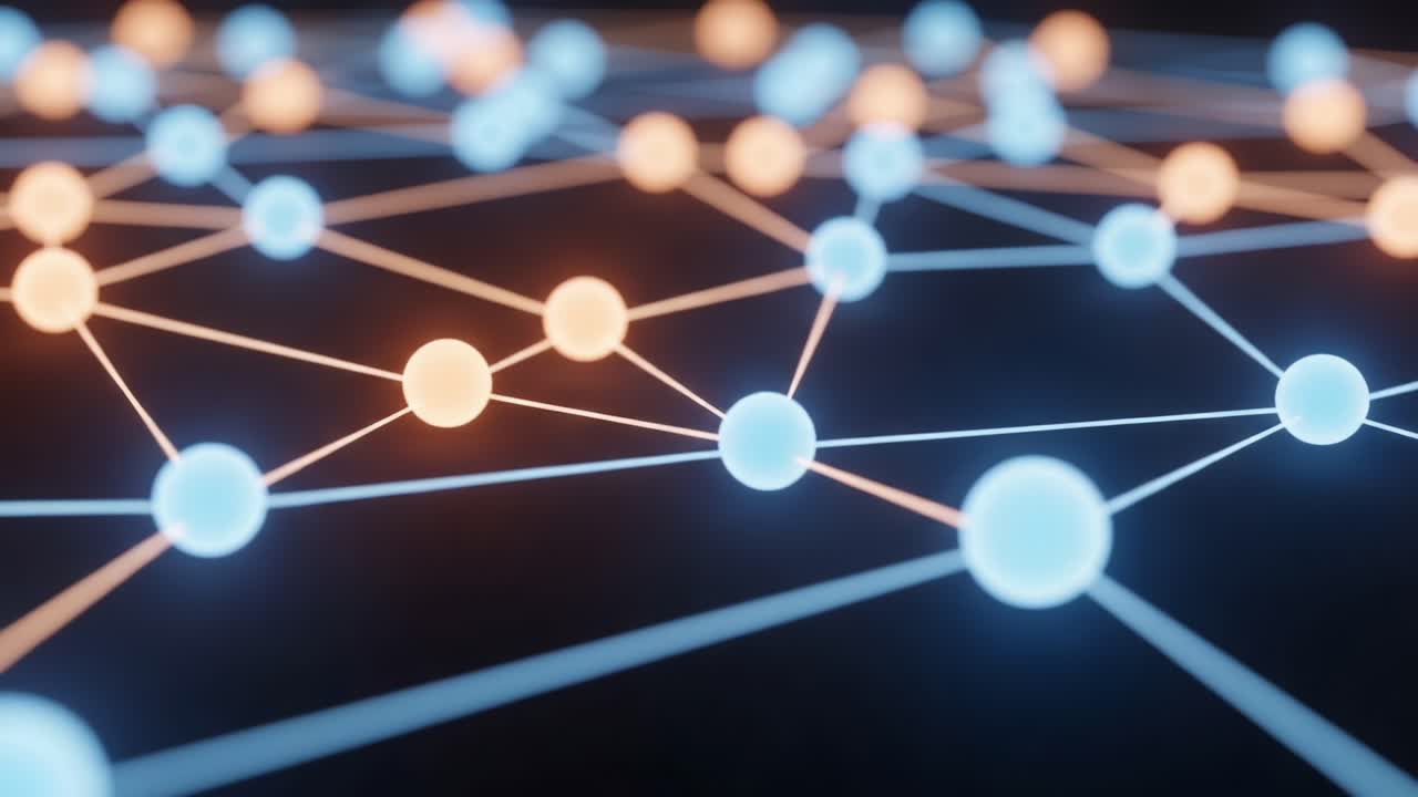 Connecting the Dots: A Visual Representation of Complex Networks with Vibrant Nodes and Edges Illustrating Data Interconnectivity