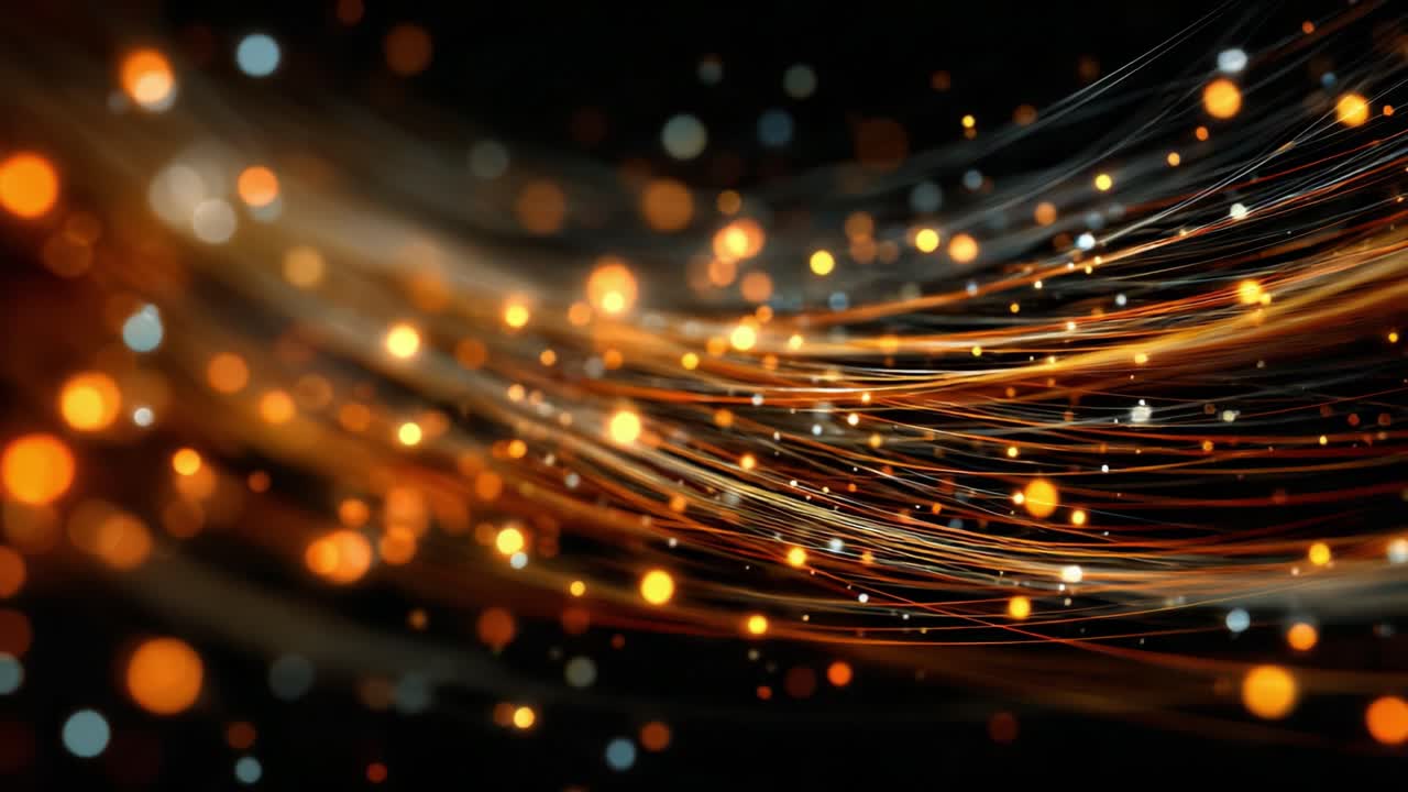 Fesselndes Lichtspiel: Eine faszinierende Darstellung von farbenfrohem Bokeh und beleuchteten Strömen in einer abstrakten visuellen Komposition