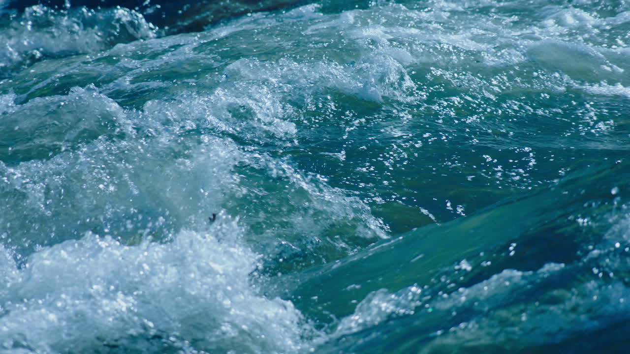 Slow Motion View Of Strong Current In River