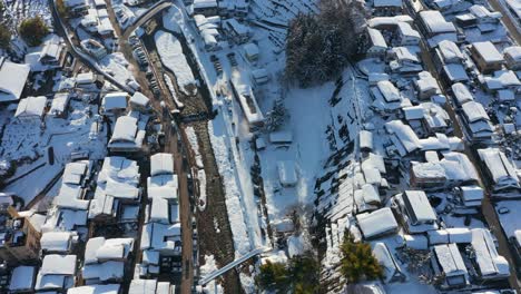 Aerial-view-of-Yamanouchi,-Nagano-Japan