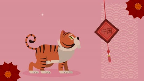 año nuevo chino tigre y decoración
