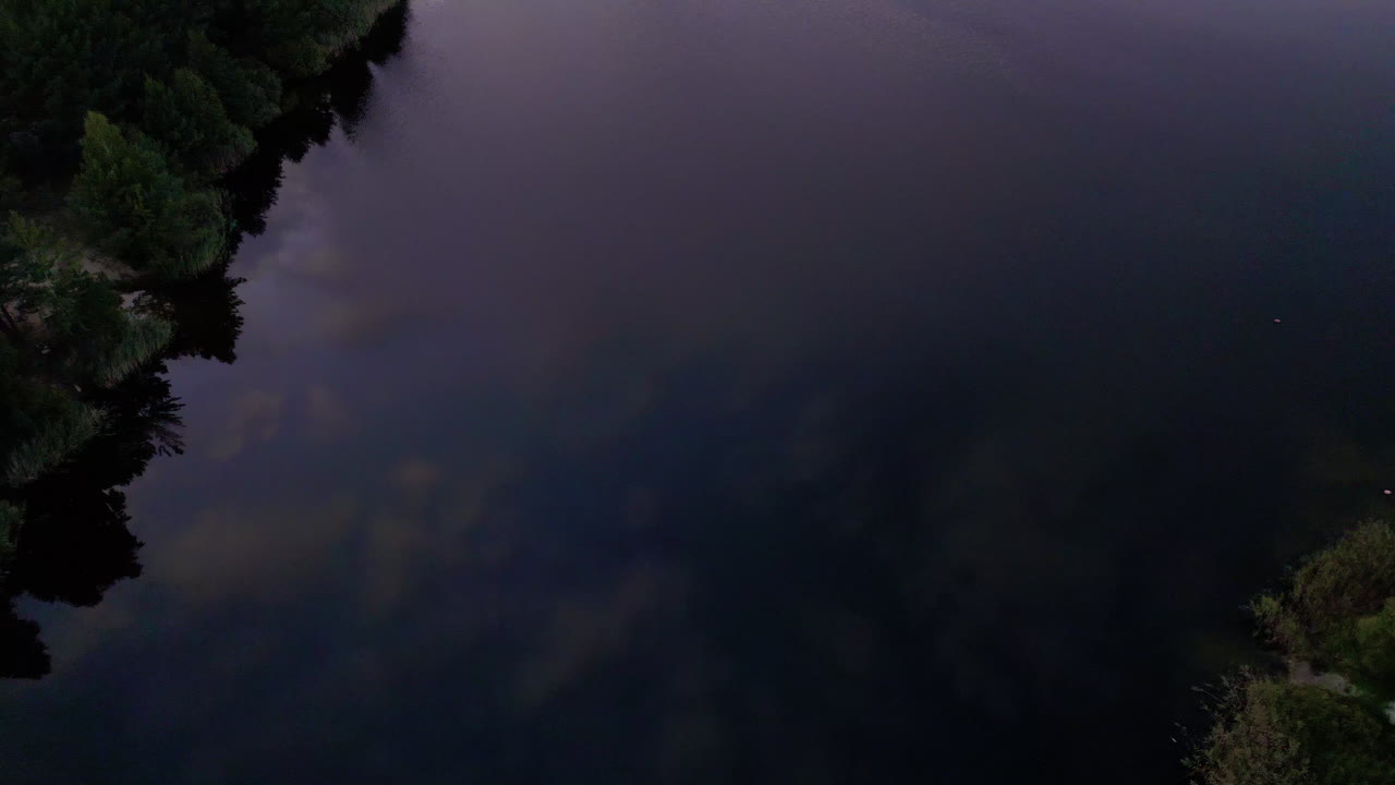 Aerial view of big river near the dunes and forest