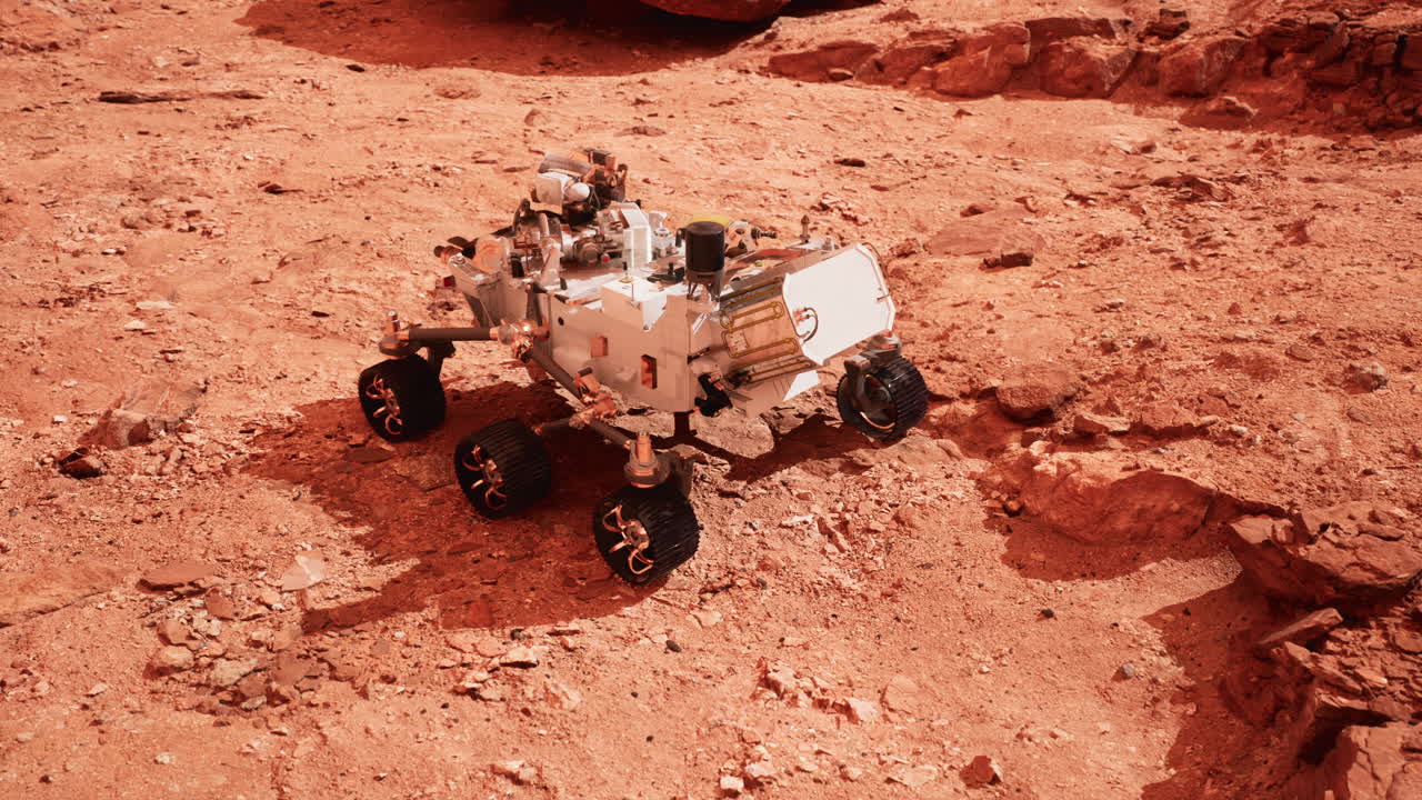 Mars Rover Perseverance exploring the red planet. Elements furnished by NASA.