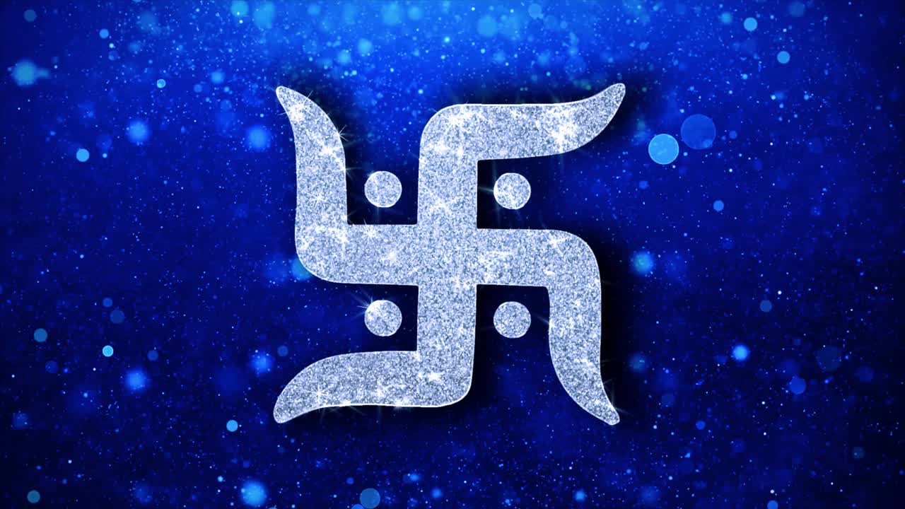 Sparkling Om Symbol on Blue Background