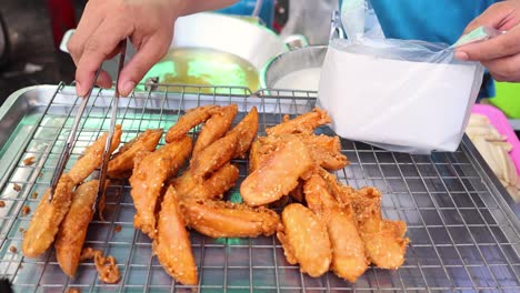 packaging freshly fried banana snacks for sale