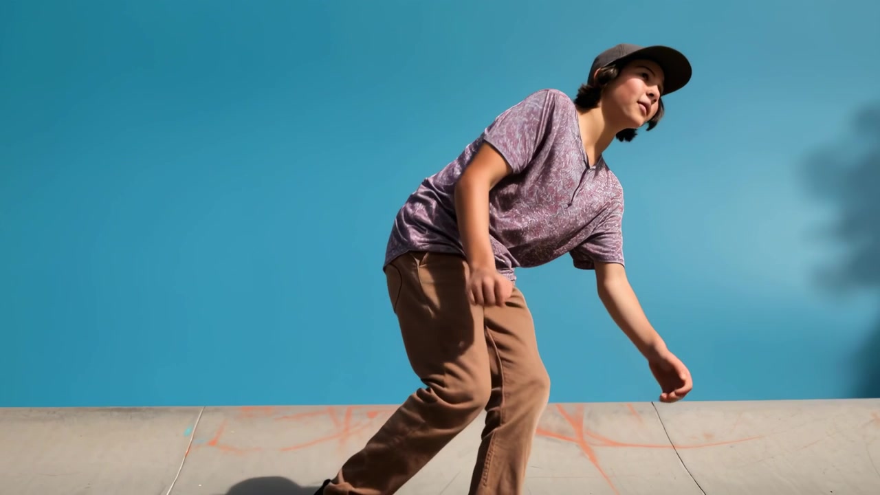 Giovane skater che esegue un trick ollie in uno skatepark