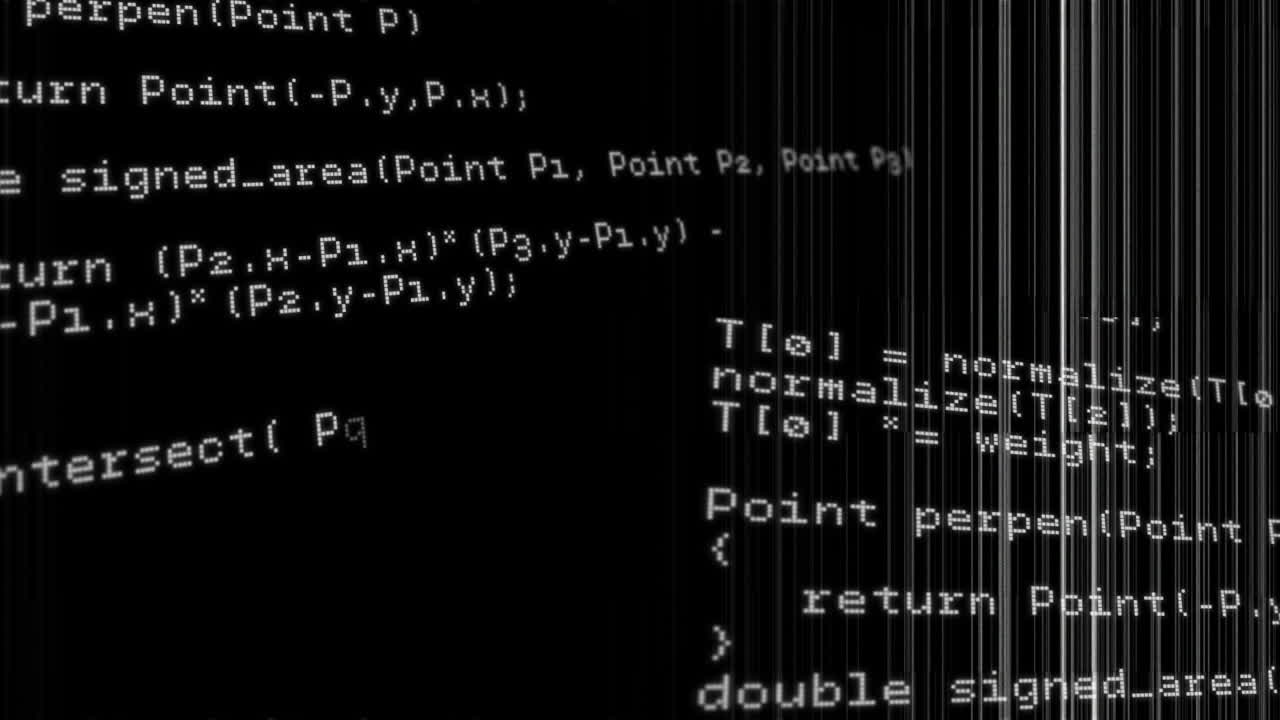 Animation of data processing on black background