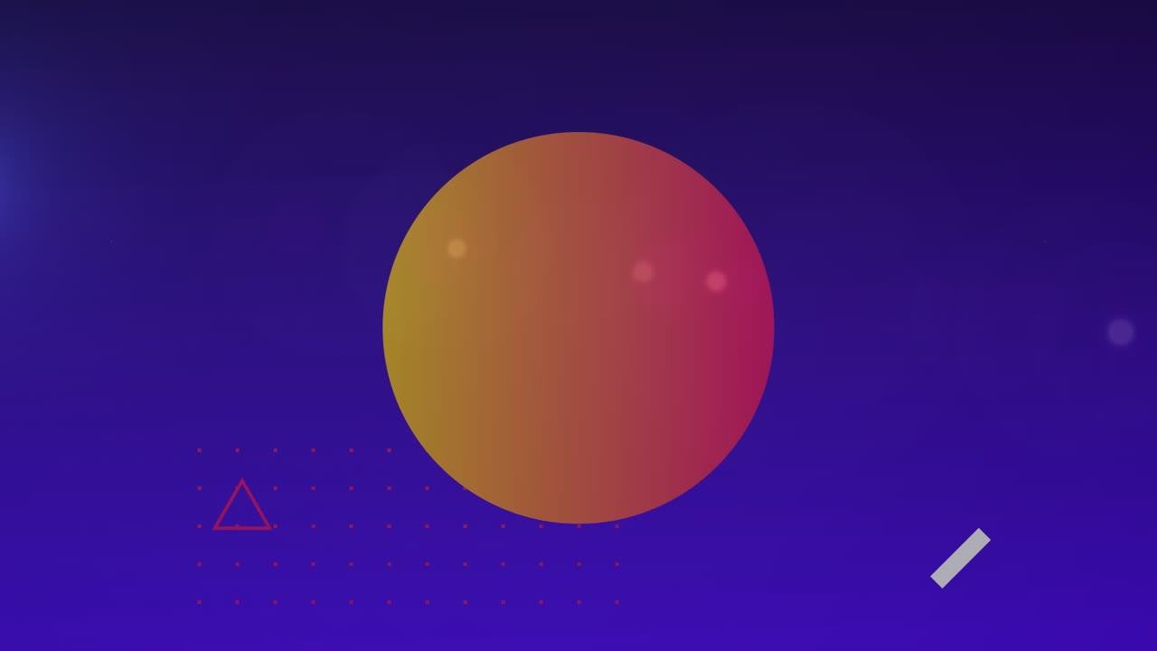 Digital animation of colorful abstract shapes moving against blue background