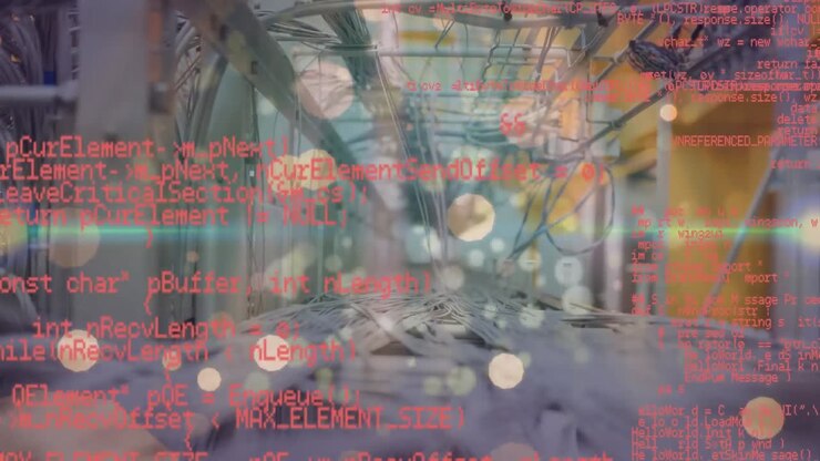 Animation of data processing over server room