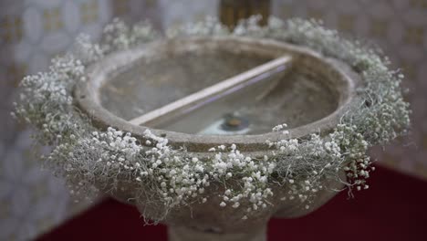 decorated baptismal font in church