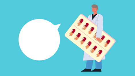 doctor lifting pharmacy drugs animation