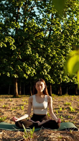 mujer meditando en la naturaleza