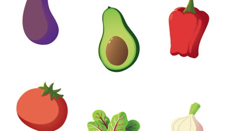 group of vegetables pattern animation